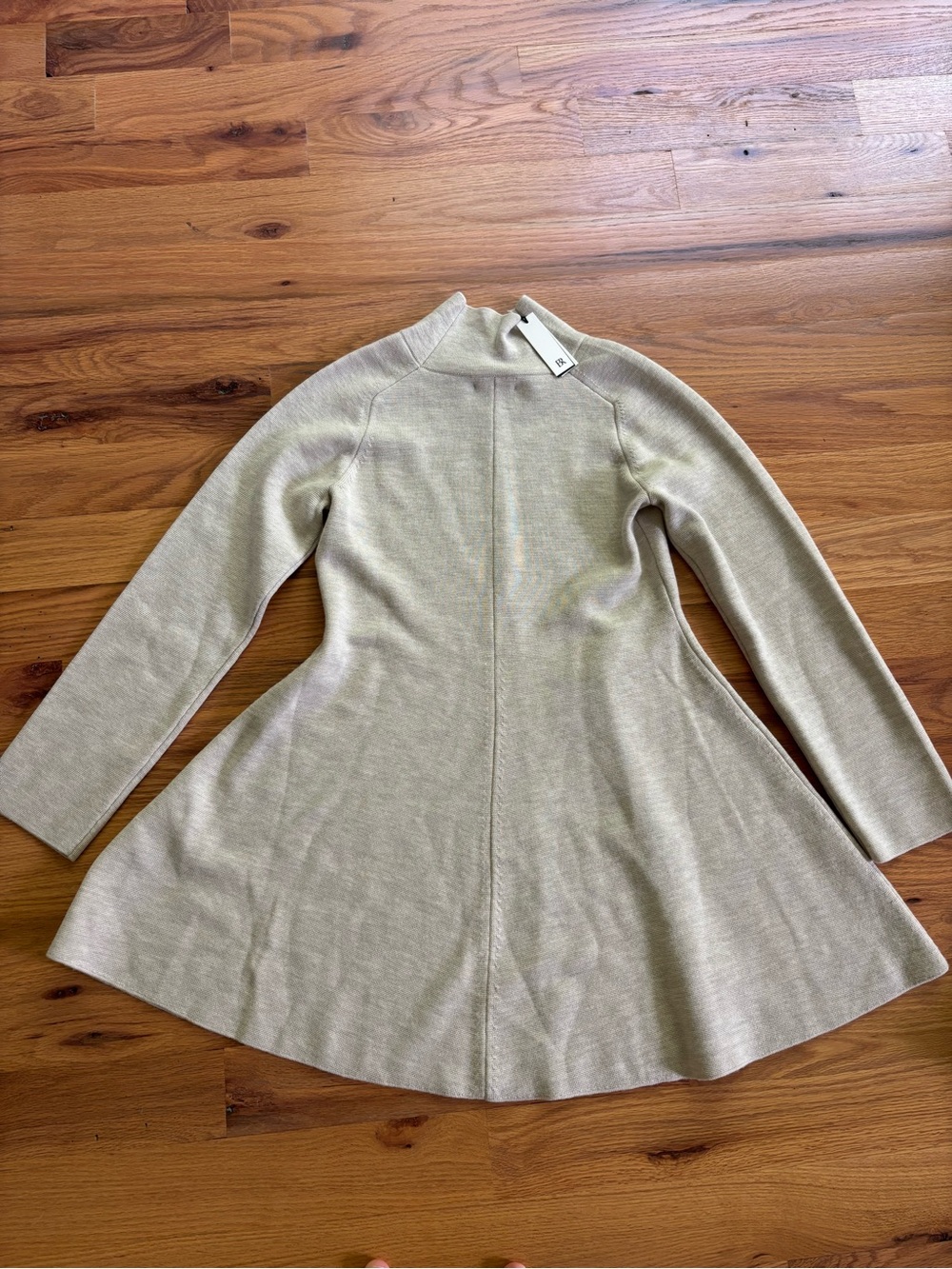 Banana Republic Cream Long-Sleeve Fit-and-Flare Knit Dress